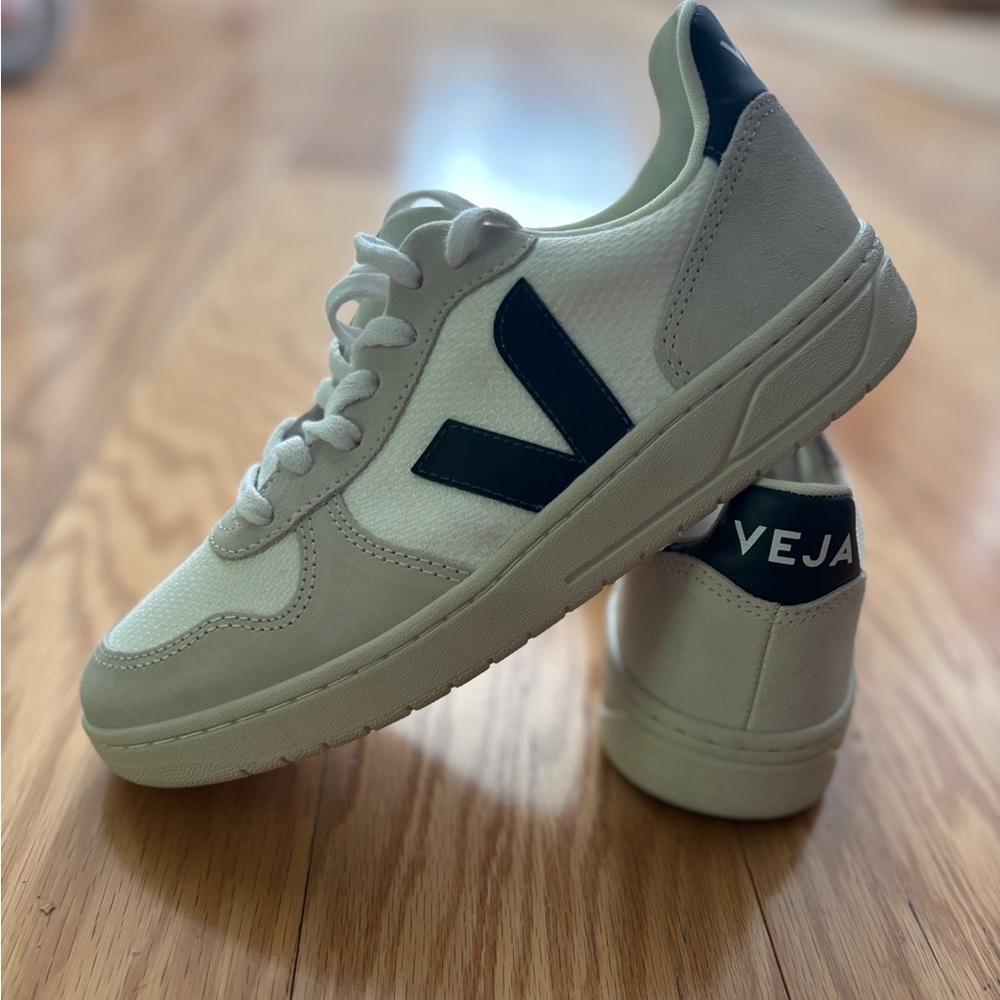 Veja White and Navy Women's Sneakers